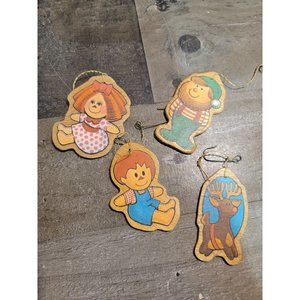 Wooden reindeer doll elf xmas ornament set